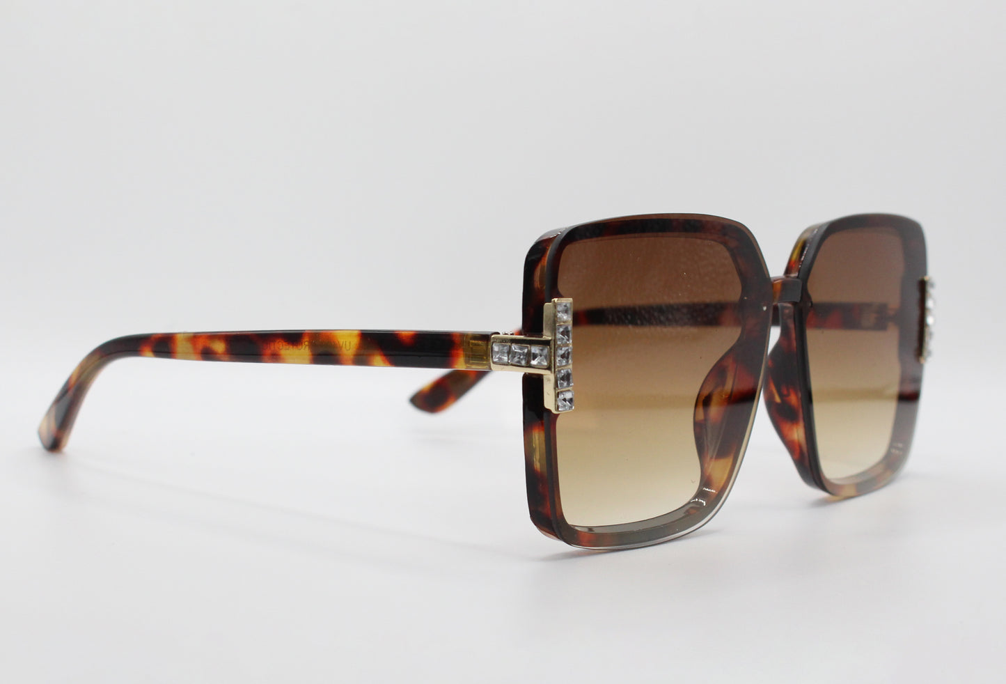 "All In My Business" Oversized Rhinestone Accent Sunglasses