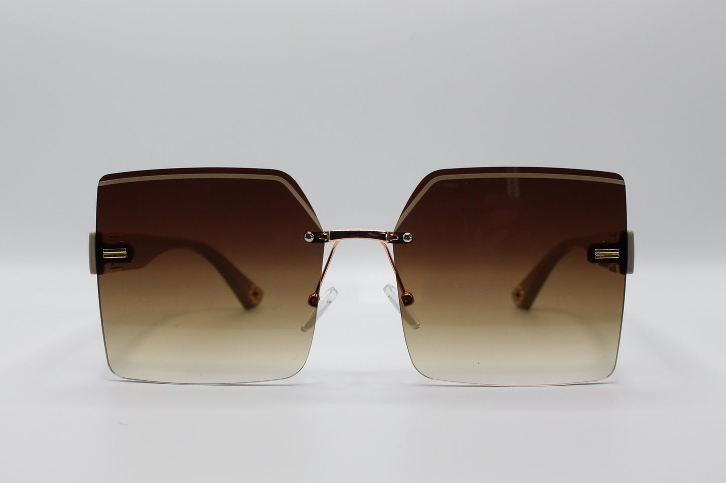 "Slayed" Oversize Rimless Square Sunglasses