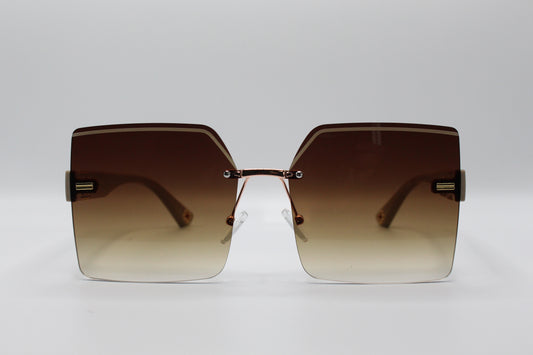 "Slayed" Oversize Rimless Square Sunglasses